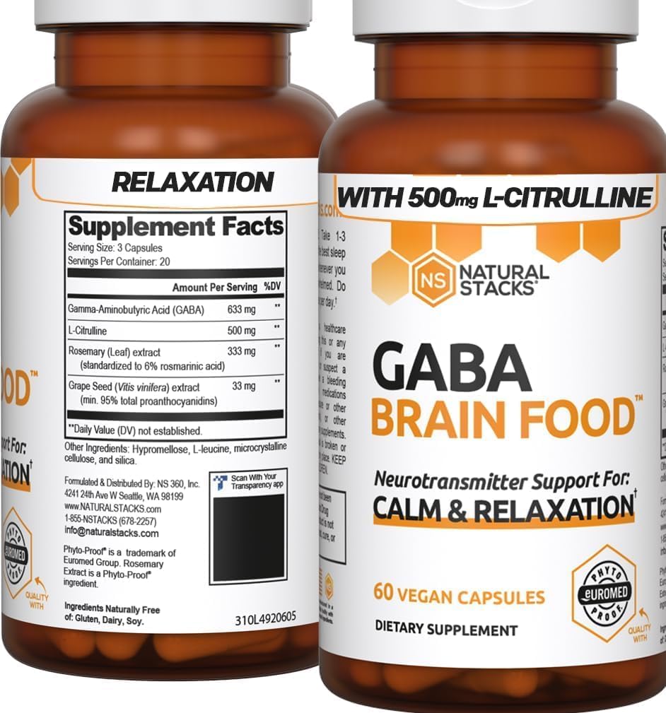 Natural Stacks GABA Brain food for calm, relaxation and better sleep