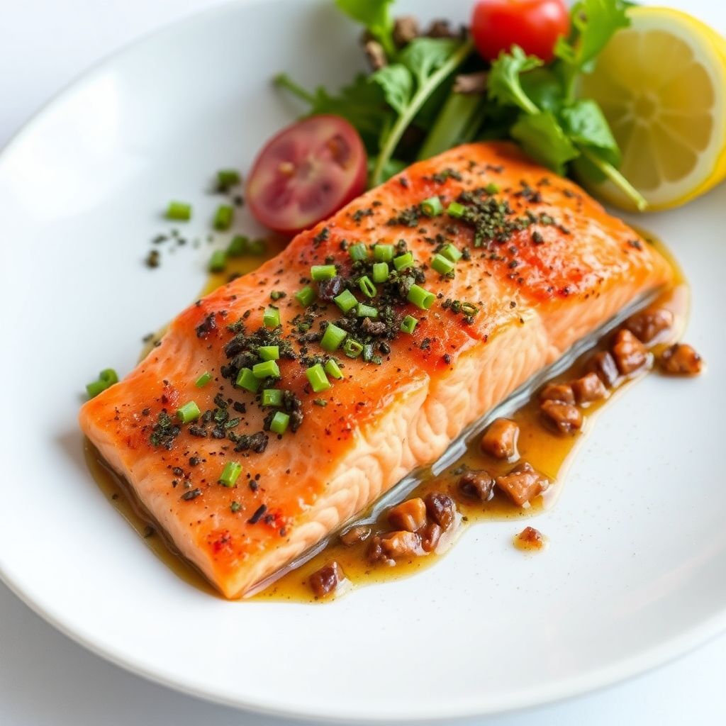 Baked Salmon containing omega-3 fatty acids