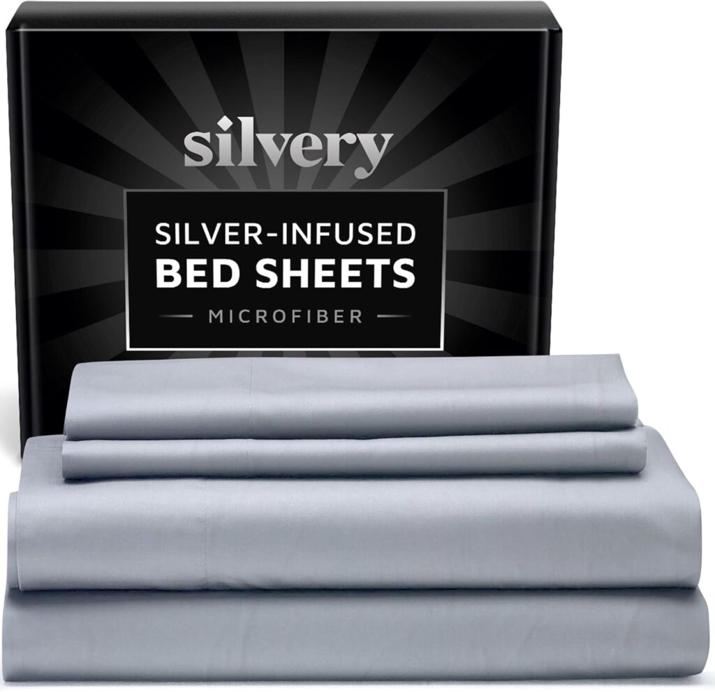 silvery silver infused bed sheets with microfiber