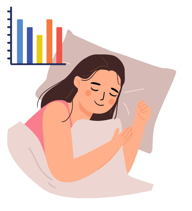 Girl sleeping with bar chart