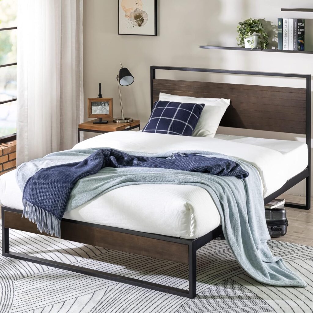 Japanese style Zinus Suzanne Bamboo and Metal Platform Bed Frame